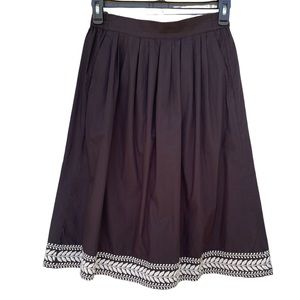J. Crew white embroidery black A-line skirt 100% cotton size XS